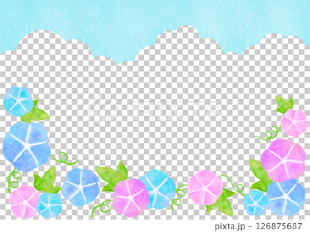 Watercolor morning glory Japanese style summer illustration frame Watercolor morning glory Japanese style summer illustration frame 126875687