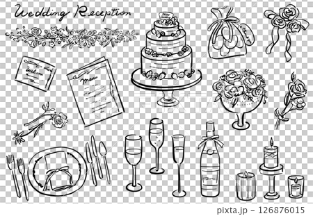 Stylish wedding illustration set (1 color) Stylish wedding illustration set (1 color) 126876015