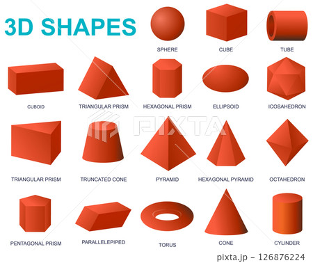 Comprehensive 3D Geometric Shapes Illustration Comprehensive 3D Geometric Shapes Illustration 126876224