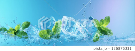アイスキューブとミントの葉っぱ 126876331