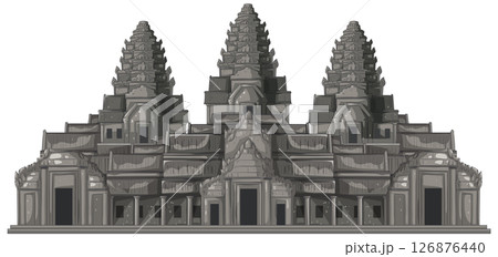 Intricate Vector Illustration of Angkor Wat Temple 126876440