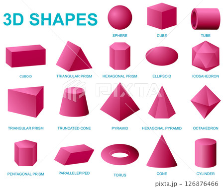 Comprehensive 3D Geometric Shapes Illustration 126876466