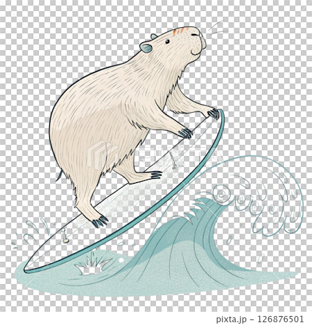 Cute Capybara Play all kinds of sports  Minimal Clipart  White background 126876501