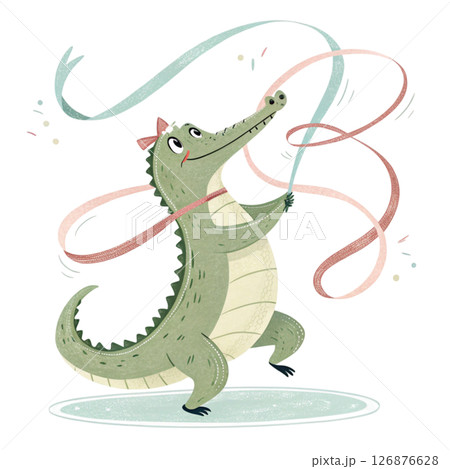 Alligator Play all kinds of sports Minimal Clipart White Background 126876628