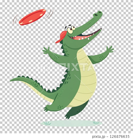 Alligator Play all kinds of sports Minimal Clipart White Background 126876635