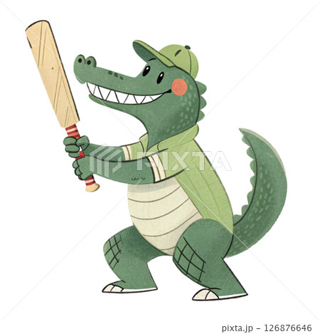 Alligator Play all kinds of sports Minimal Clipart White Background 126876646