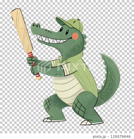 Alligator Play all kinds of sports Minimal Clipart White Background 126876646