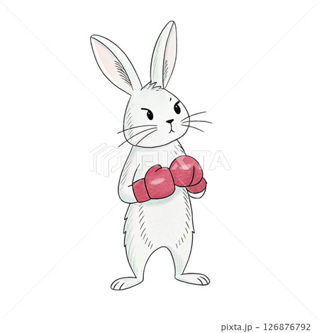 Bunny Play all kinds of sports Minimal Clipart  White Background 126876792