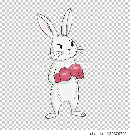 Bunny Play all kinds of sports Minimal Clipart  White Background 126876792