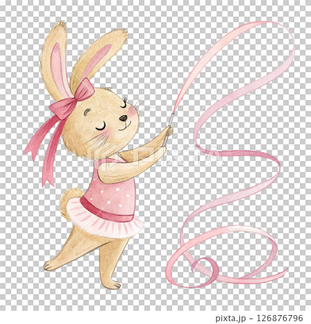 Bunny Play all kinds of sports Minimal Clipart  White Background 126876796