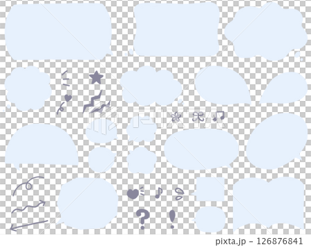 Light blue hand drawn speech bubble icon set 126876841