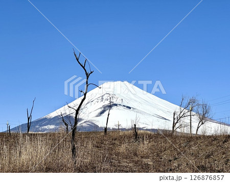 大空と冬地と富士山 大空と冬地と富士山 126876857
