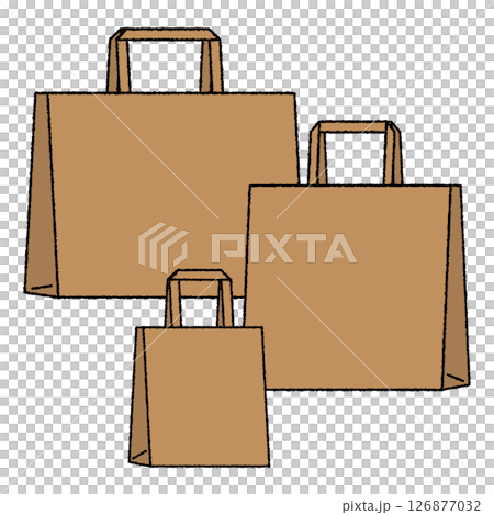3つのサイズの紙袋のシンプルなイラスト 126877032