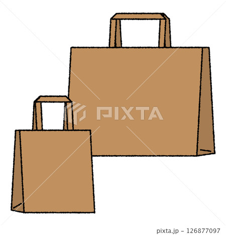 大小二つの紙袋のシンプルなイラスト 126877097