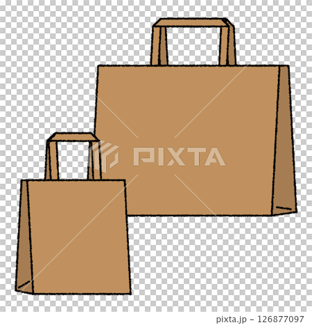 大小二つの紙袋のシンプルなイラスト 126877097
