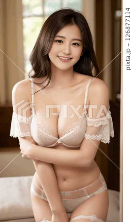 グラマーな若い女性のランジェリー姿 グラマーな若い女性のランジェリー姿 126877114