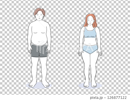 Chubby men and women full body illustration material 126877122