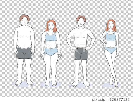 胖瘦男女全身插畫 126877123