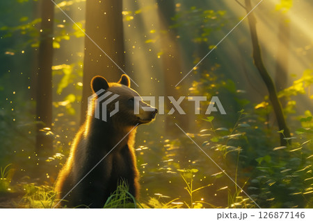 熊と夕暮れ時の森 AI生成画像 熊と夕暮れ時の森 AI生成画像 126877146