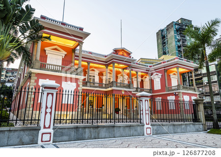 Night view of the Government Headquarters of Macao Special Administrative Region and Macau Chief Executive's Office. 126877208