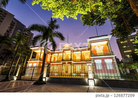 Night view of the Government Headquarters of Macao Special Administrative Region and Macau Chief Executive's Office. 126877209