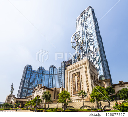 Beautiful view of Studio City is a hotel casino resort on the Cotai Strip in Macau, China, the Hollywood studio-themed leisure resort. 126877227