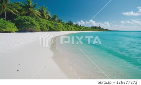 背景素材_青い海と白い砂浜 126877272