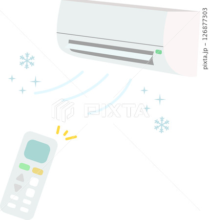 エアコンとリモコンのイラスト素材セット 126877303