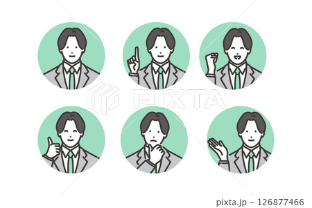 若いビジネスマンのいろいろな表情 ベクターイラスト素材 126877466