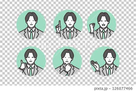 若いビジネスマンのいろいろな表情 ベクターイラスト素材 126877466