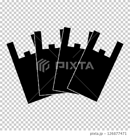 Multiple simple plastic bag silhouette illustrations 126877471