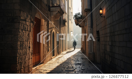 Morning Walk Through Historic Alley 126877512