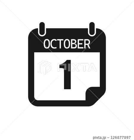 Vector icon page day calendar - 1 October month 126877897