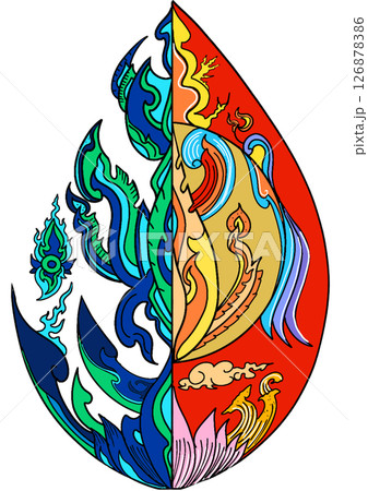 set of decorative elements twin flame, design vector 126878386