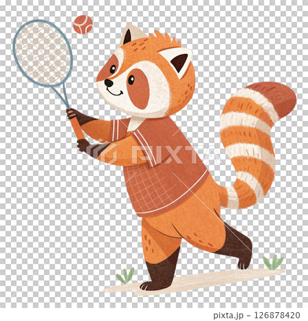 Red panda Play all kinds of sports Minimal Clipart White Background 126878420