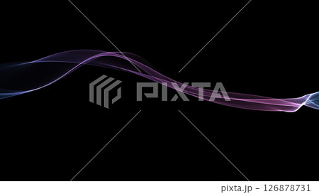 カラーウェーブ背景ライン　ピンク、紫、水色　ゆめかわいい　黒バック　プレゼンテーション等の背景 126878731