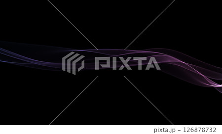 カラーウェーブ背景ライン　ピンク、紫、水色　ゆめかわいい　黒バック　プレゼンテーション等の背景 126878732