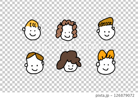 笑顔のかわいい子供の顔アイコンセット 126879072