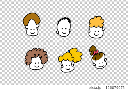 笑顔のかわいい子供の顔アイコンセット 126879073
