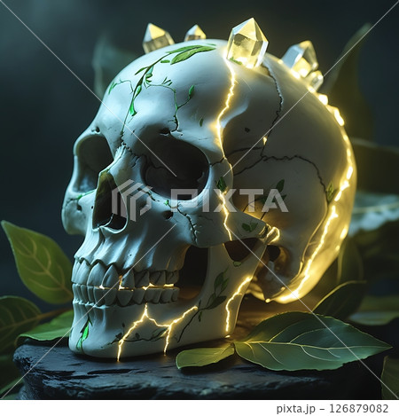 Ethereal Skull with Glowing Crystal Veins 24-4 126879082