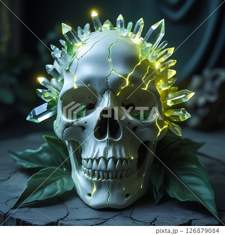 Ethereal Skull with Glowing Crystal Veins 24-3 126879084
