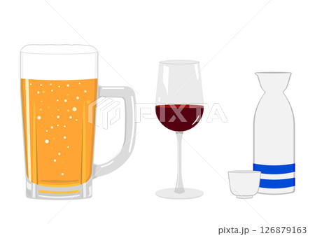 生ビールとワインと日本酒 126879163