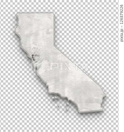 3D Map of California State on isolated transparent png 126879226