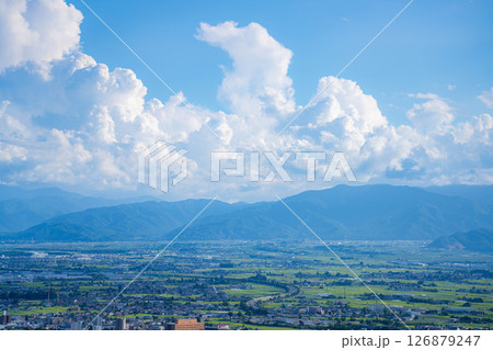 【夏素材】松本平と入道雲【長野県】 【夏素材】松本平と入道雲【長野県】 126879247