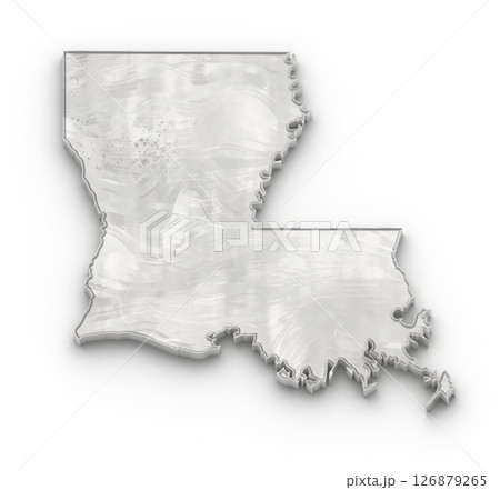 3D Map of Louisiana State on isolated transparent png 126879265