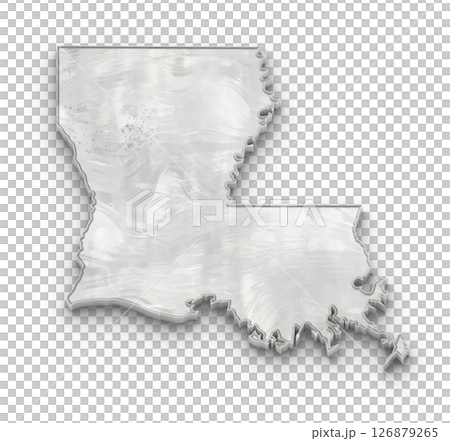 3D Map of Louisiana State on isolated transparent png 126879265