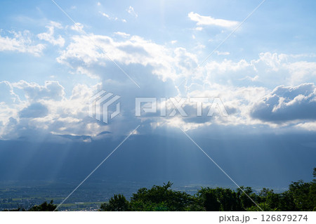 【夏素材】松本平と入道雲【長野県】 126879274