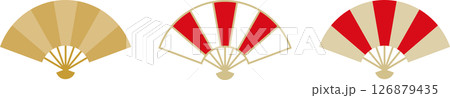 扇子・扇アイコン正月・年賀状の素材イラストカラー 126879435