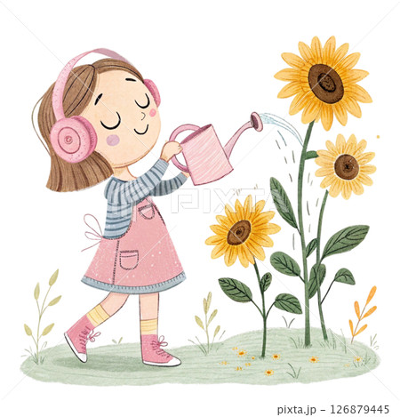 Cartoon characters Music Lo-fi white background 126879445