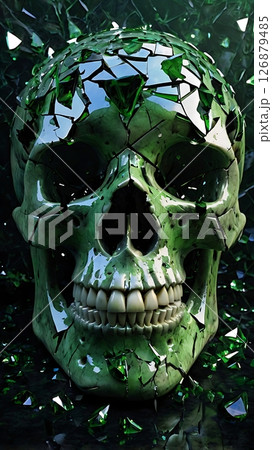 Shattered Skull Reflecting a Dark Fantasy Realm 28-5 126879485